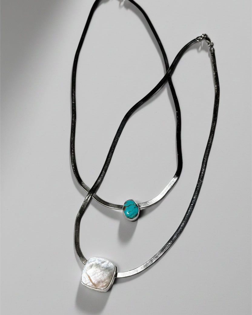 Knott Mother of Pearl Herringbone Necklace - Wooten's