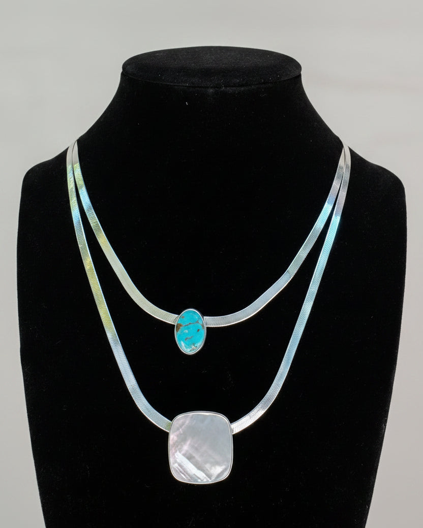 Knott Mother of Pearl Herringbone Necklace - Wooten's