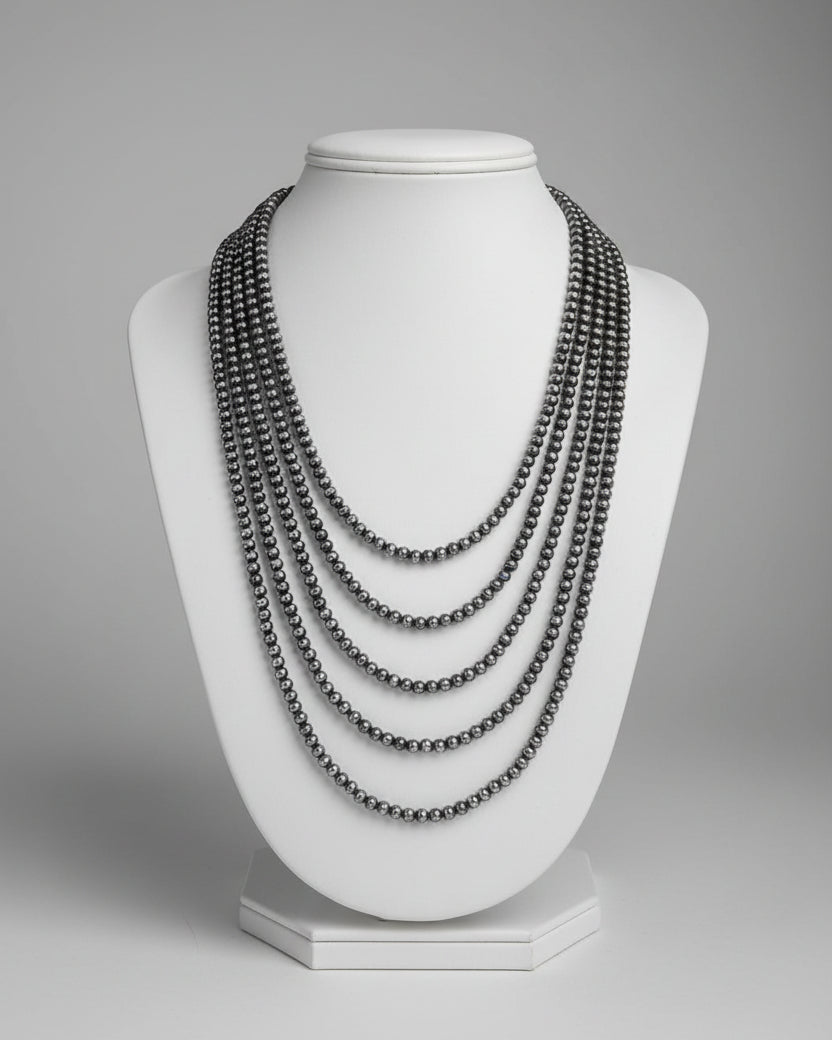 4mm Sterling Silver Pearl Necklace 14" - 60" - 2 - Horseshoe J & Co.