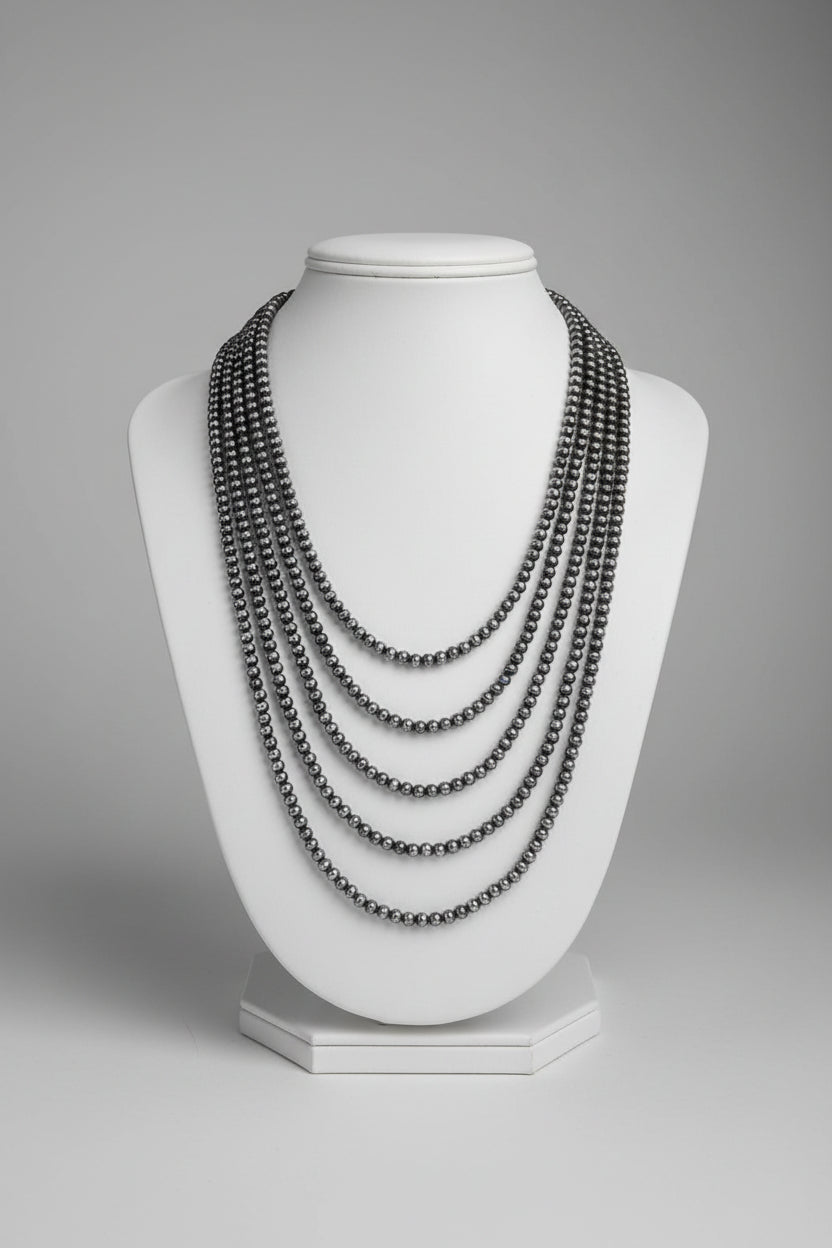 4mm Sterling Silver Pearl Necklace 14" - 60" - 2 - Horseshoe J & Co.