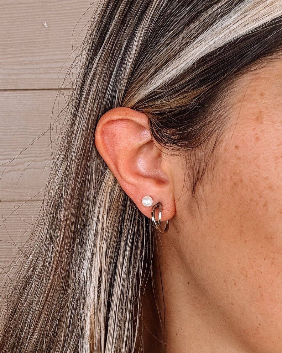 5mm Crystal Pearl Stud Earrings - Horseshoe J & Co.