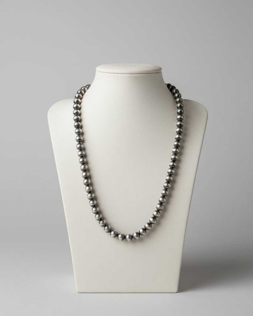 8mm Sterling Silver Pearl Necklace 16" - 24" - Horseshoe J & Co.