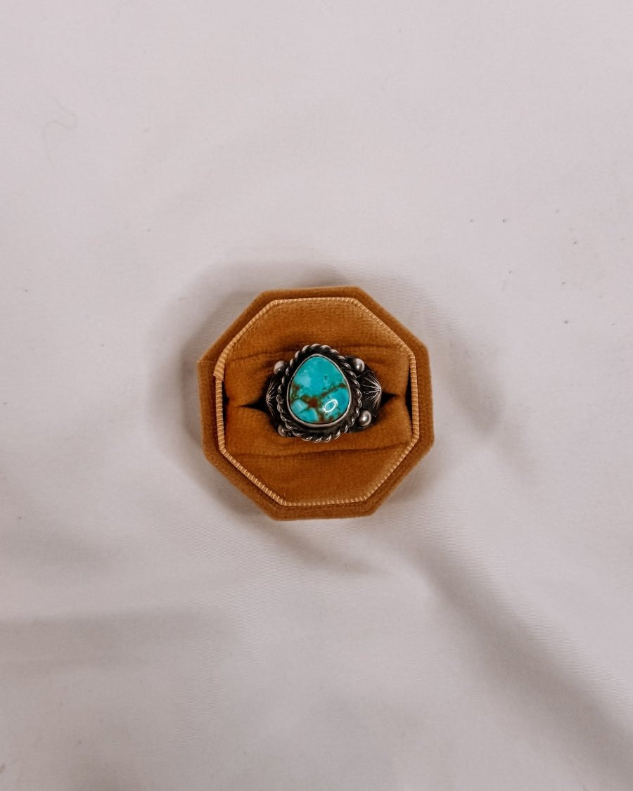 Auburn Cigar Band Turquoise Ring - Horseshoe J & Co.