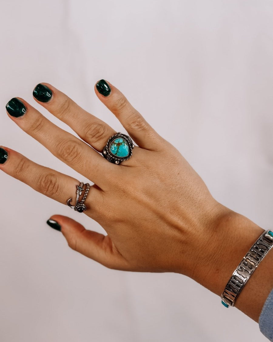 Auburn Cigar Band Turquoise Ring - Horseshoe J & Co.
