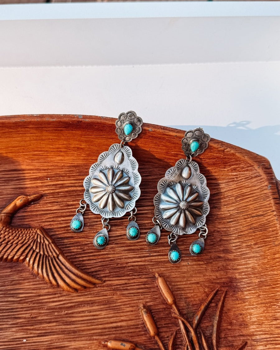 Azle Turquoise Concho Earrings - Horseshoe J & Co.