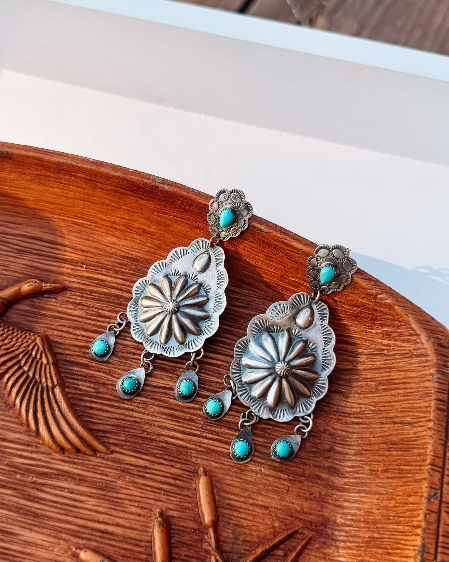 Azle Turquoise Concho Earrings - Horseshoe J & Co.