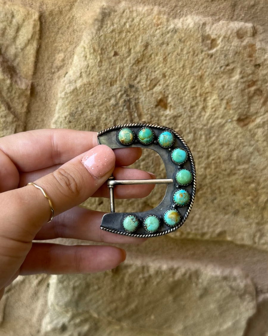 Barn Sour Turquoise Belt Buckle - 2 - Horseshoe J & Co.