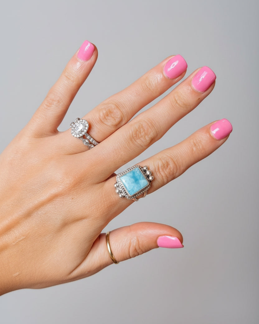 Blue Skies Larimar Rings - Horseshoe J & Co.