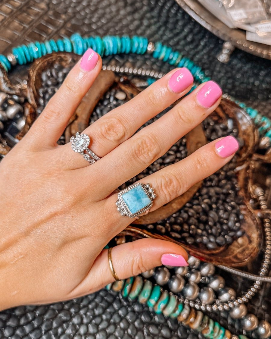 Blue Skies Larimar Rings - Horseshoe J & Co.