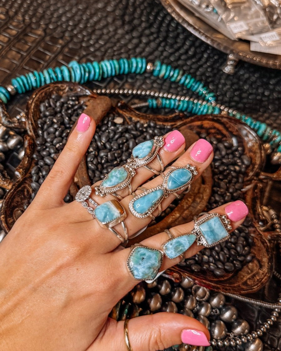 Blue Skies Larimar Rings - Horseshoe J & Co.