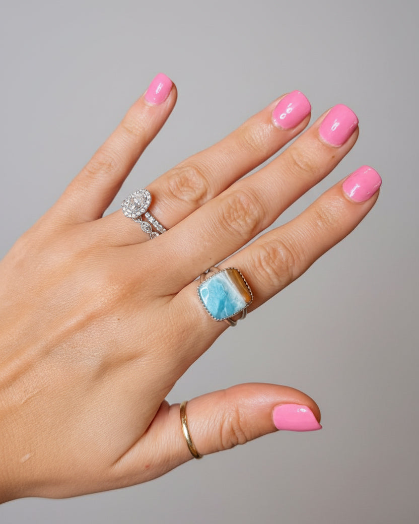 Blue Skies Larimar Rings - Horseshoe J & Co.