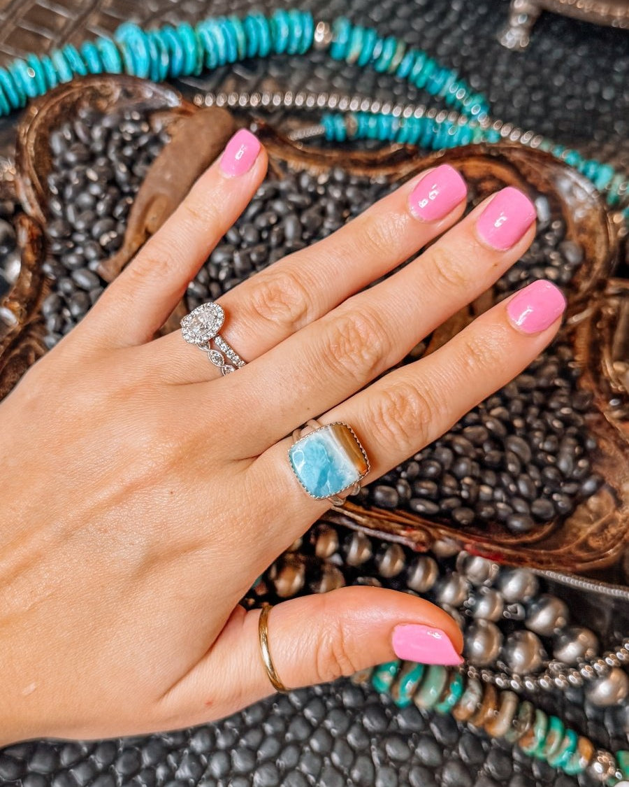 Blue Skies Larimar Rings - Horseshoe J & Co.