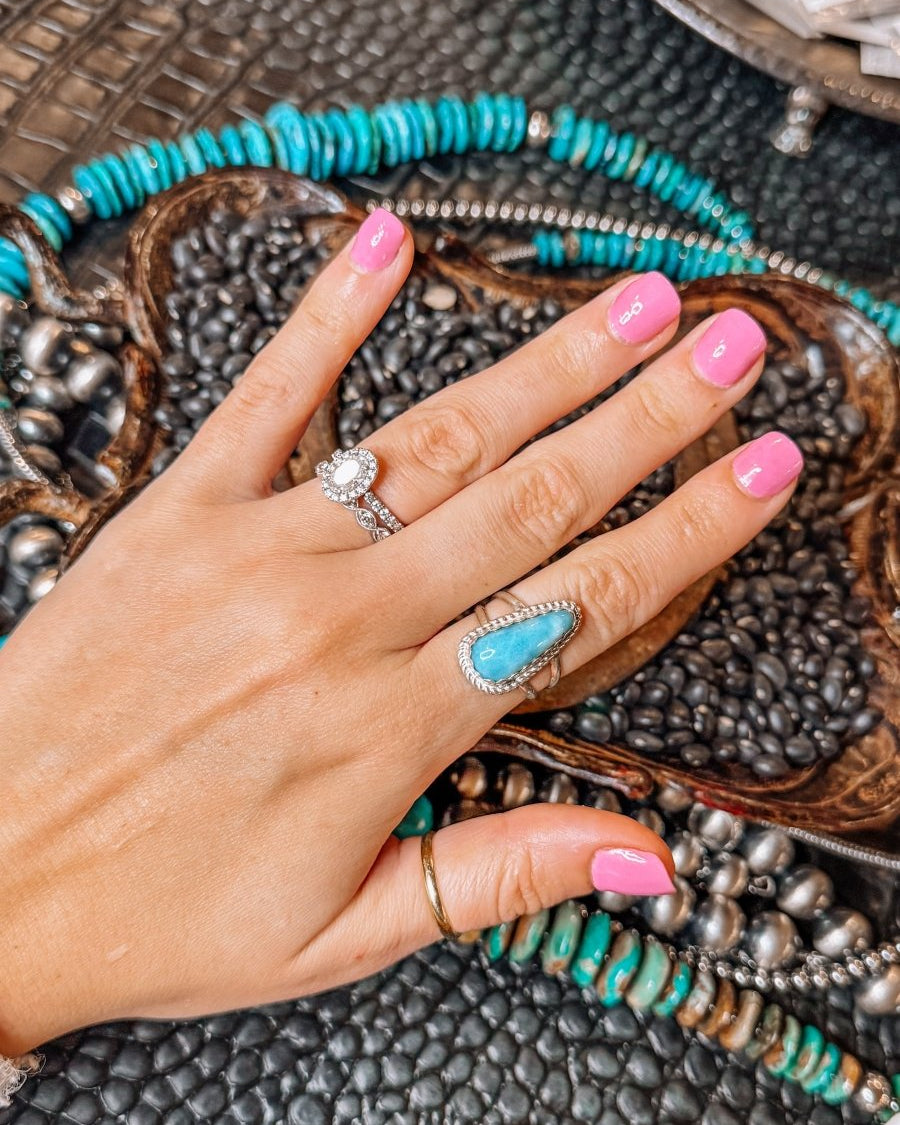 Blue Skies Larimar Rings - Horseshoe J & Co.