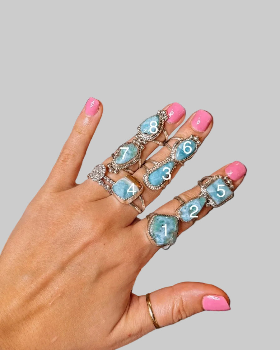 Blue Skies Larimar Rings - Horseshoe J & Co.