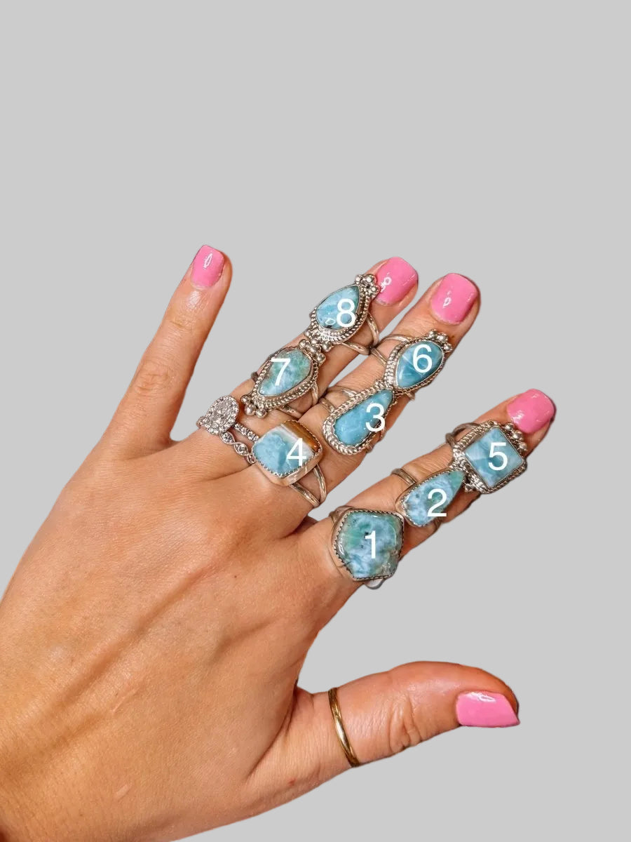 Blue Skies Larimar Rings - Horseshoe J & Co.