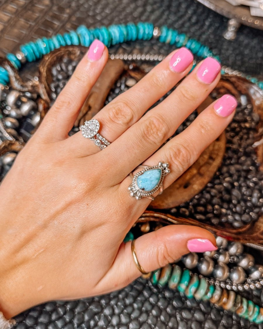 Blue Skies Larimar Rings - Horseshoe J & Co.