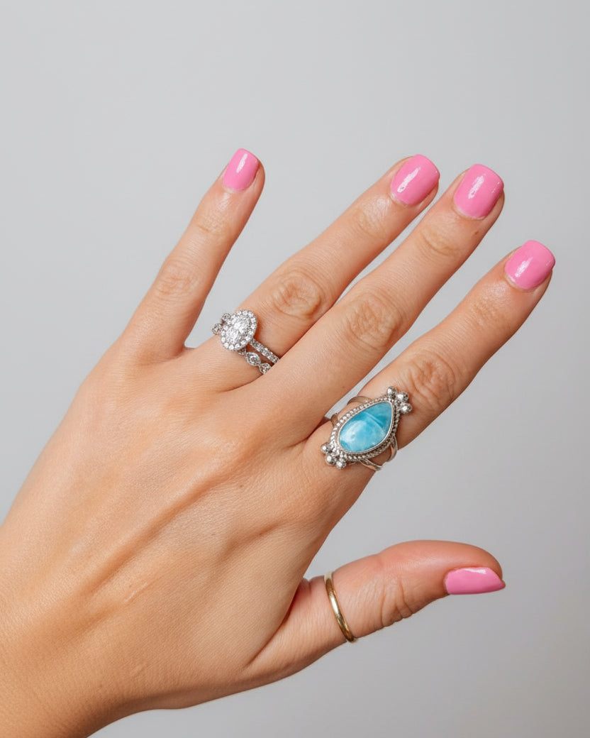 Blue Skies Larimar Rings - Horseshoe J & Co.