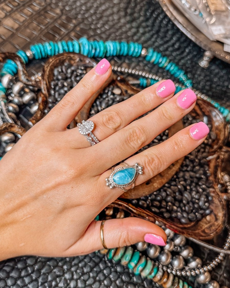 Blue Skies Larimar Rings - Horseshoe J & Co.