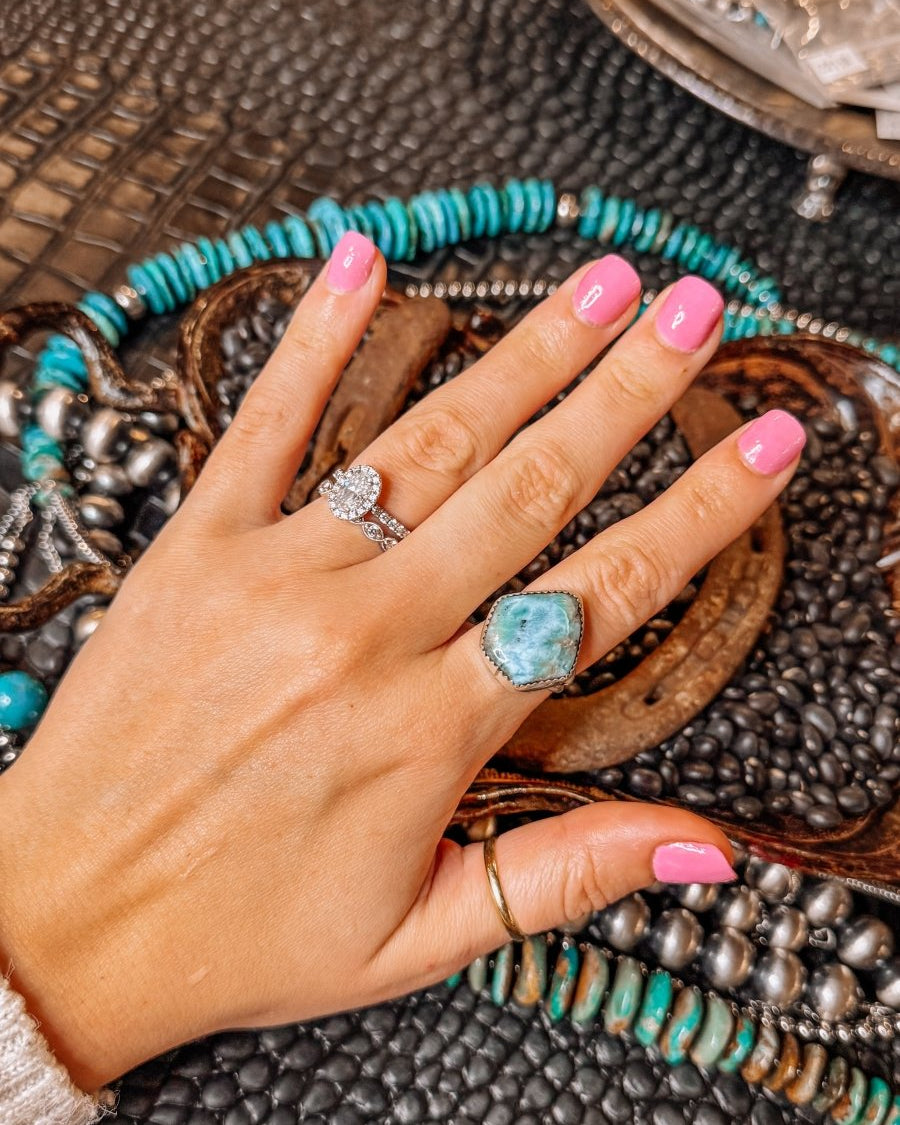 Blue Skies Larimar Rings - Horseshoe J & Co.