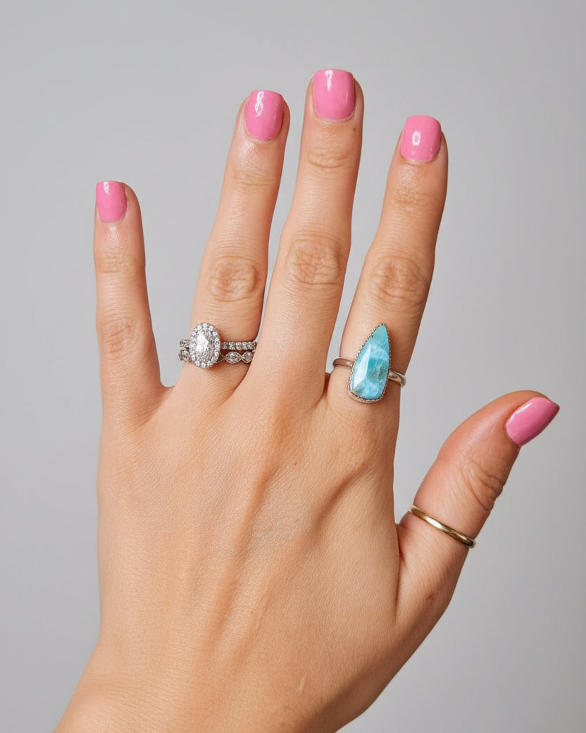 Blue Skies Larimar Rings - Horseshoe J & Co.