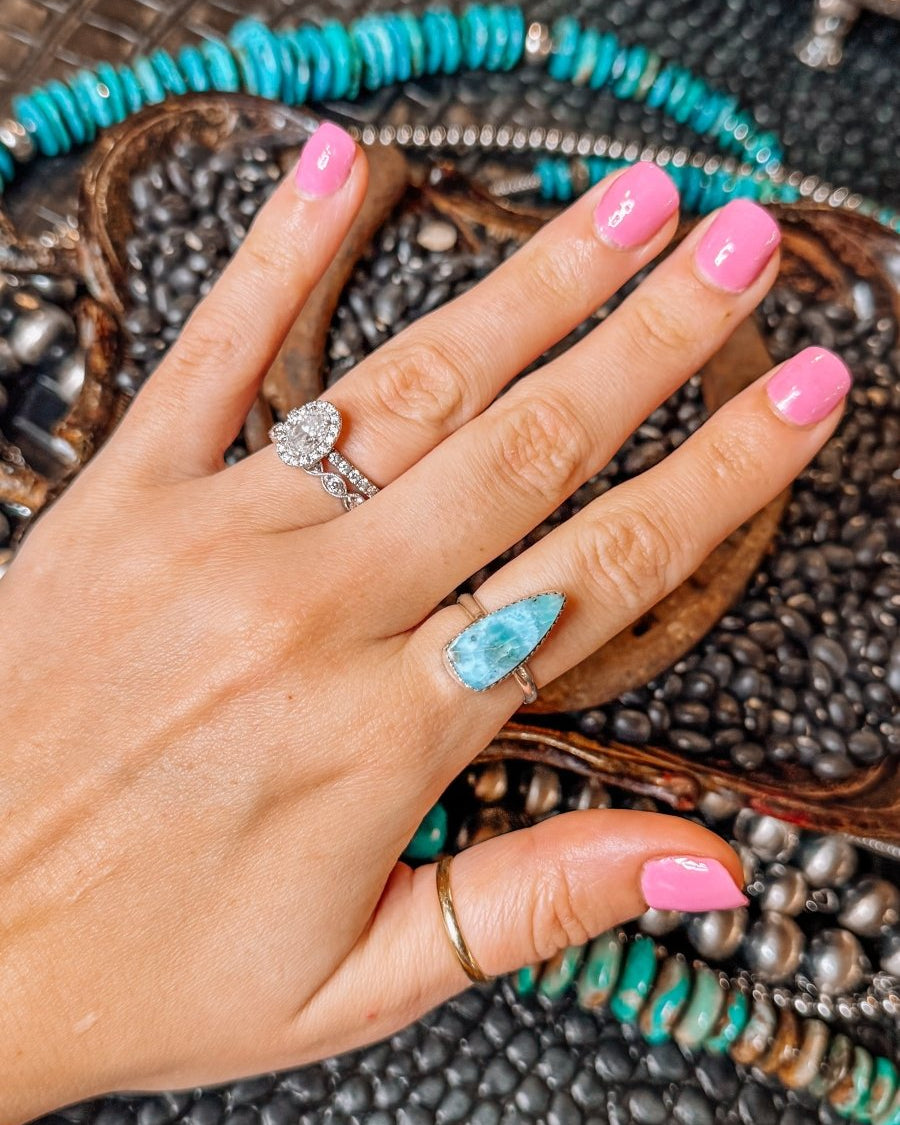 Blue Skies Larimar Rings - Horseshoe J & Co.