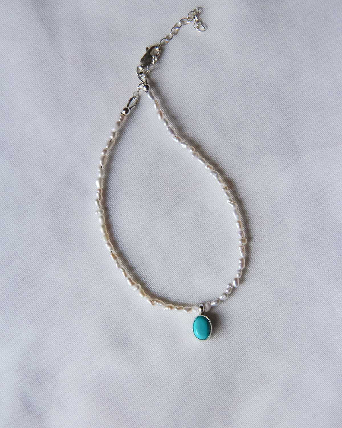 Bonifay Freshwater Pearl Anklet with Turquoise Charm - Wooten's