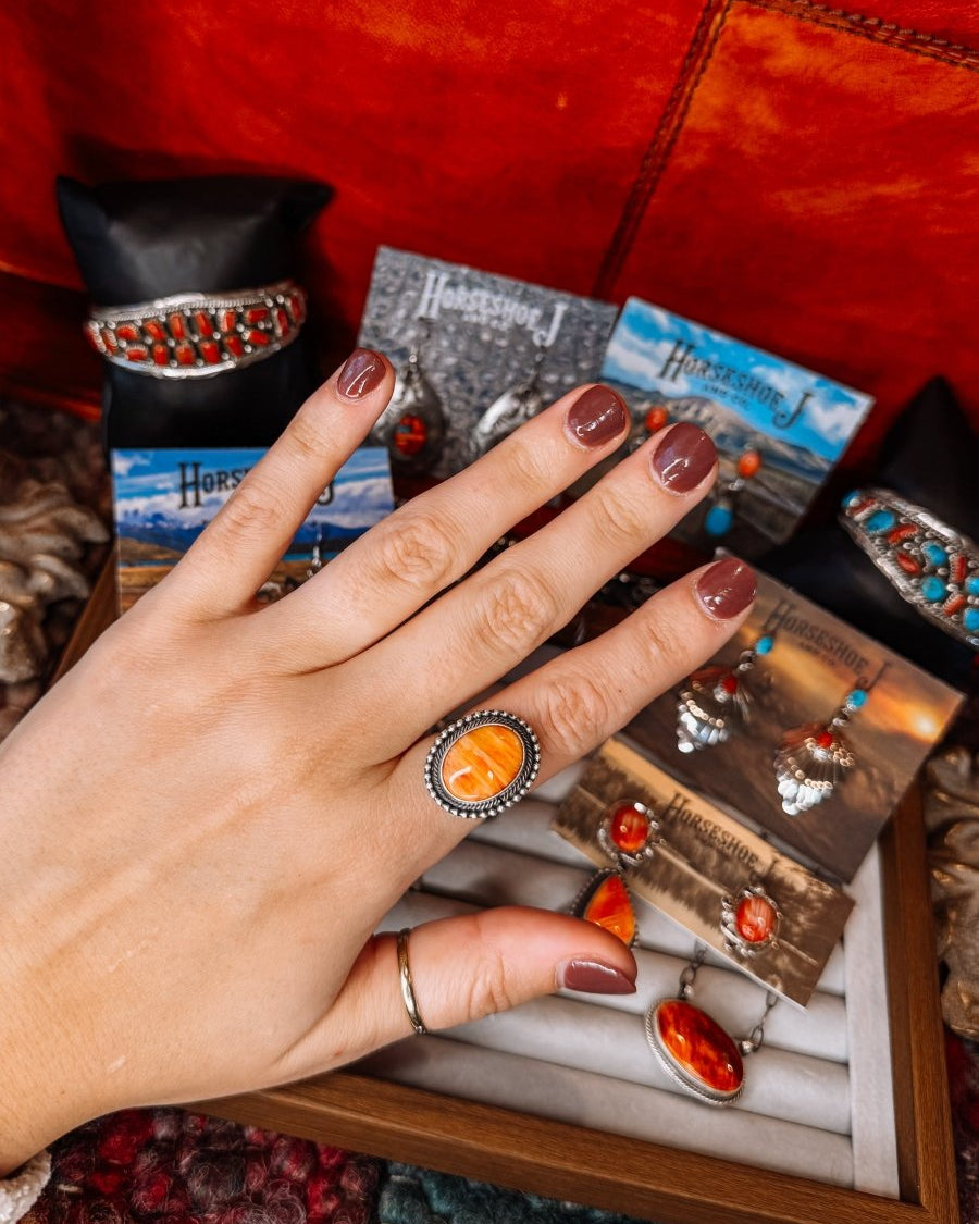 Borger Orange Spiny Ring - Horseshoe J & Co.