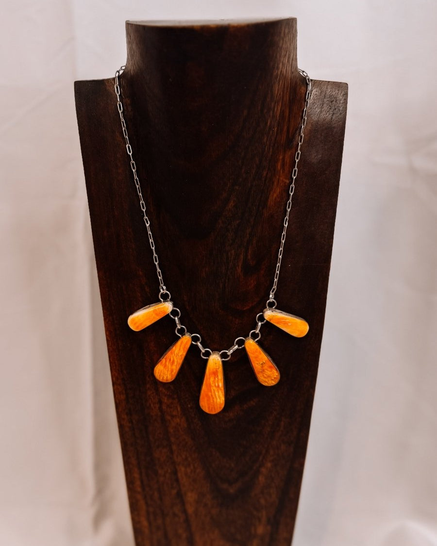 Burlington Orange Spiny Necklace + Earring Set - Horseshoe J & Co.