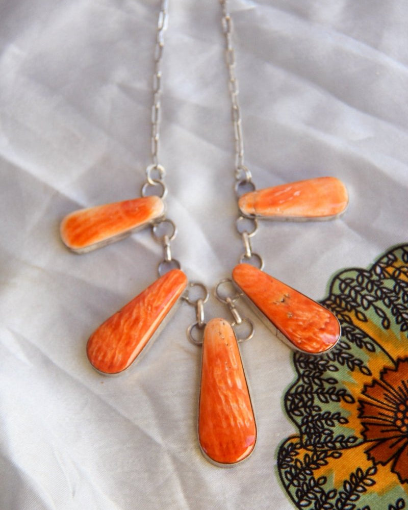 Burlington Orange Spiny Necklace + Earring Set - Horseshoe J & Co.