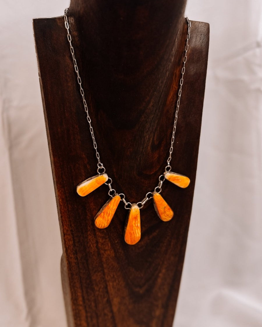 Burlington Orange Spiny Necklace + Earring Set - Horseshoe J & Co.
