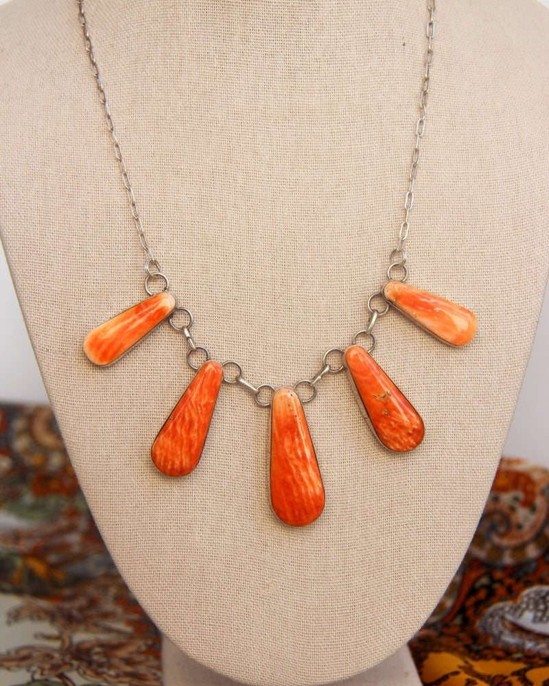 Burlington Orange Spiny Necklace + Earring Set - Horseshoe J & Co.