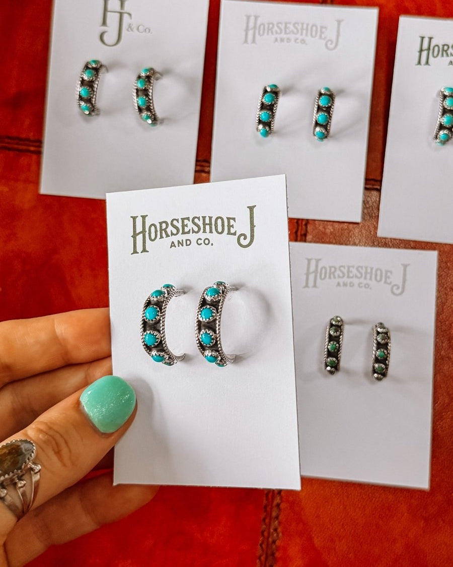 Charco Turquoise Hoop Earrings - Horseshoe J & Co.