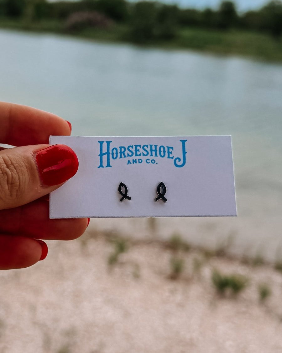 Christian Fish Stud Earring - Horseshoe J & Co.