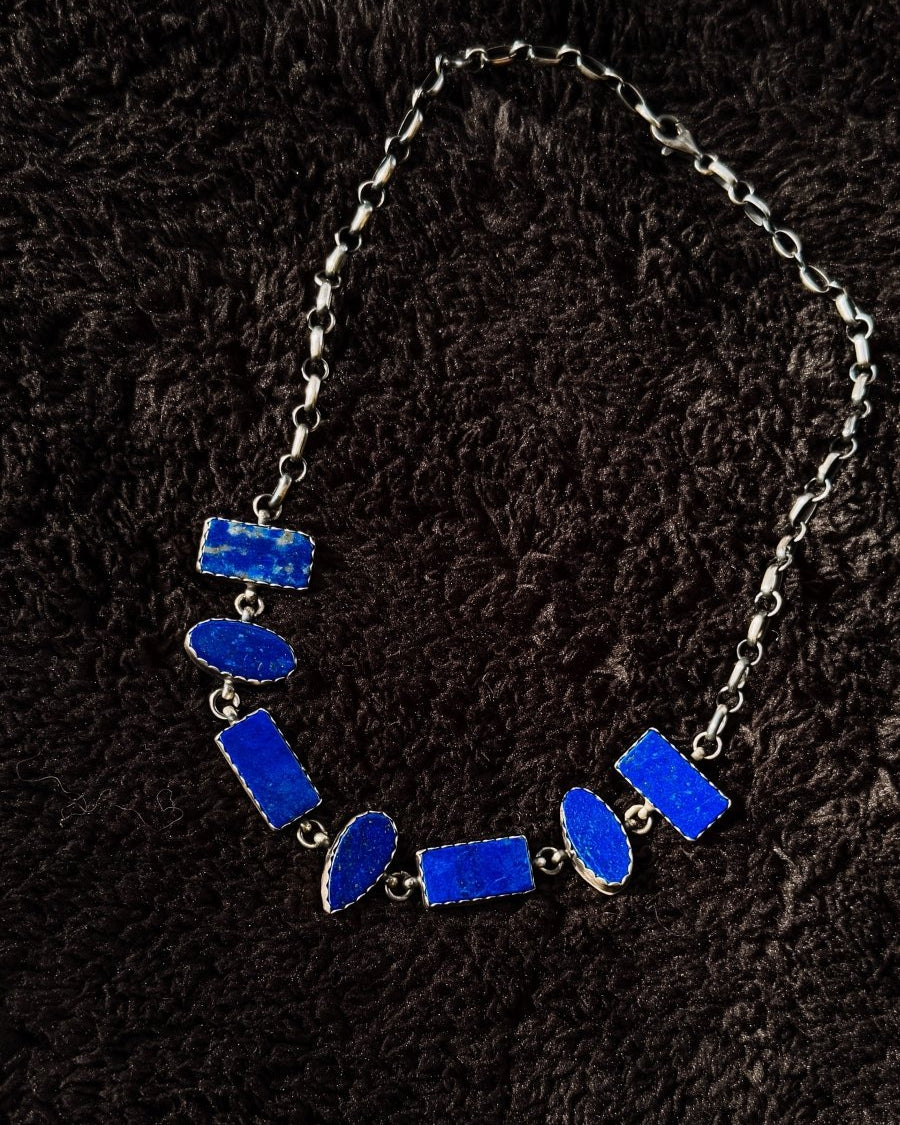 Clemenceau Blue Lapis 7 Stone Necklace - Horseshoe J & Co.