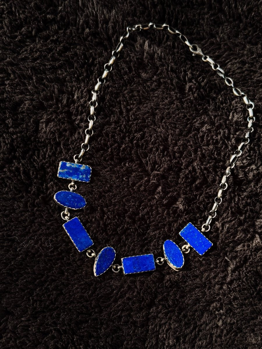 Clemenceau Blue Lapis 7 Stone Necklace - Horseshoe J & Co.