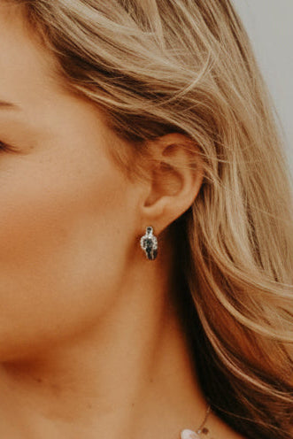 Cowgirl Luxe Blue Buckle Hoop Earrings - Wooten's