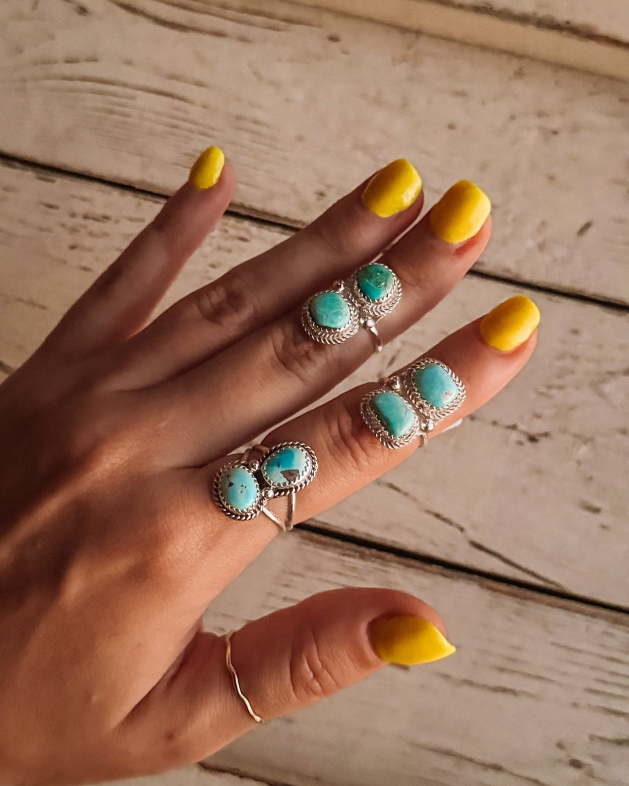 Dalhart 2 Stone Turquoise Ring - Horseshoe J & Co.
