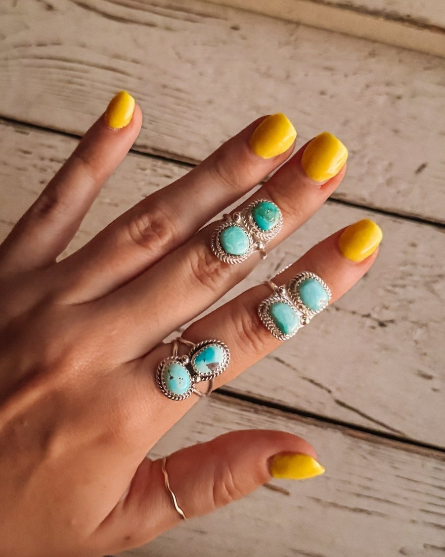 Dalhart 2 Stone Turquoise Ring - Horseshoe J & Co.