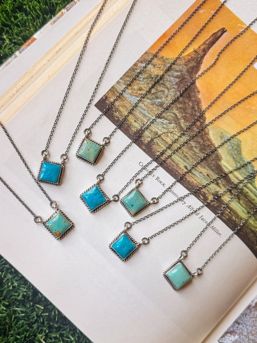 Damon Turquoise Square Necklace - Horseshoe J & Co.