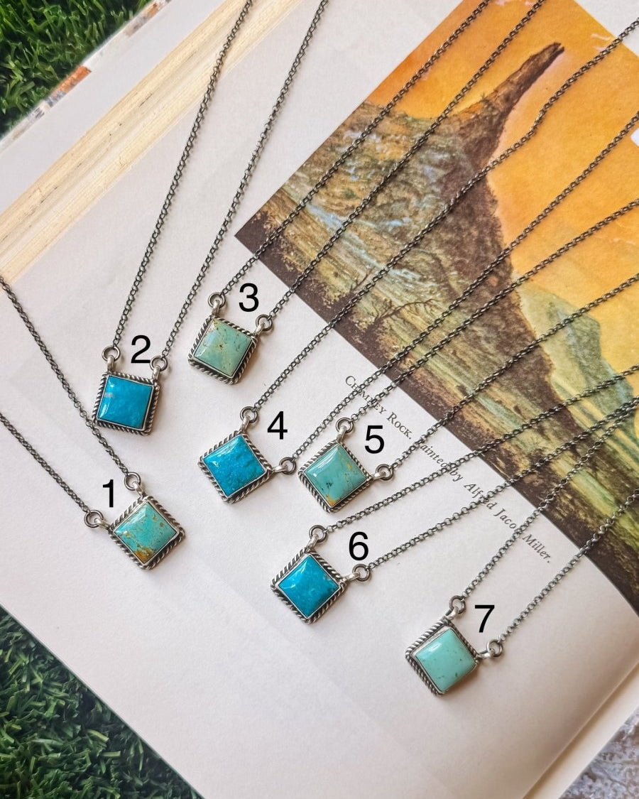 Damon Turquoise Square Necklace - Horseshoe J & Co.
