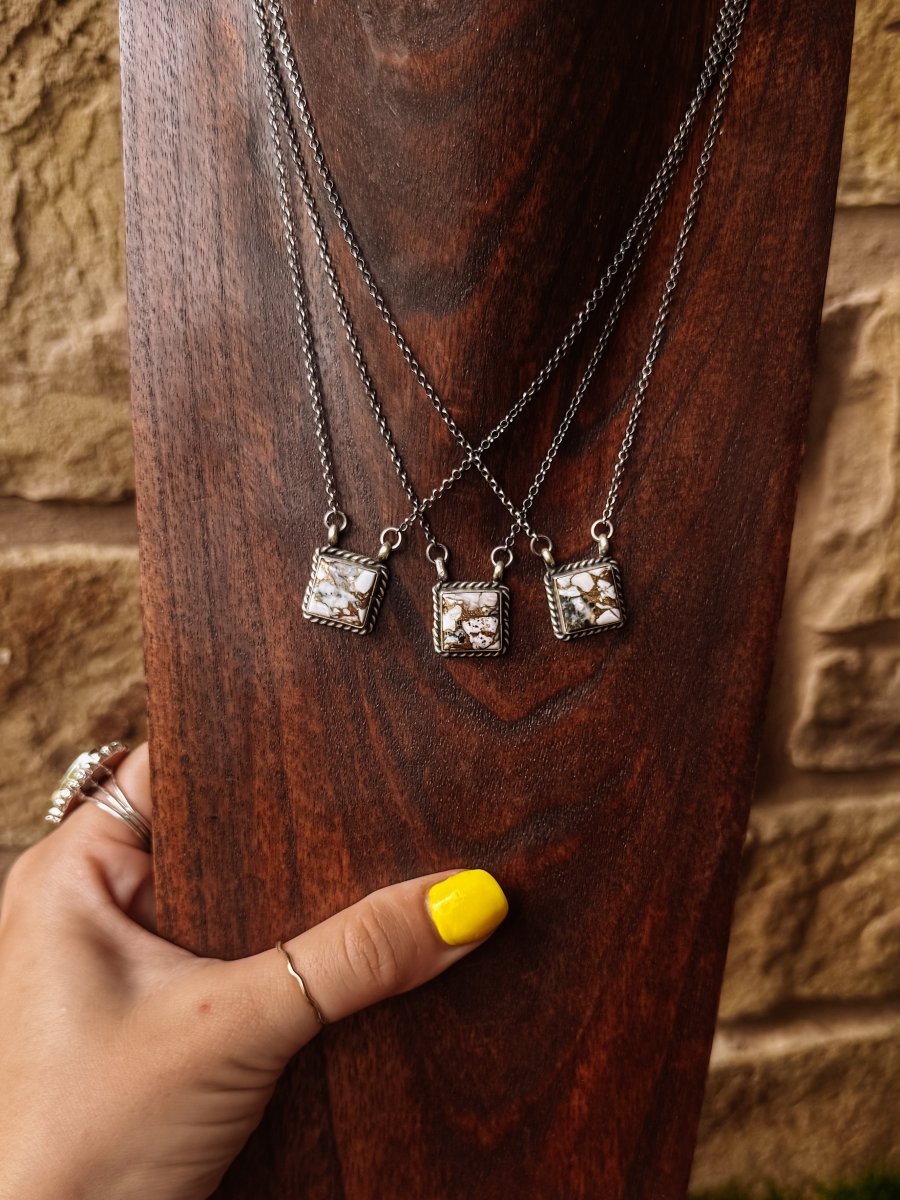 Damon White Buffalo Square Necklace - Horseshoe J & Co.