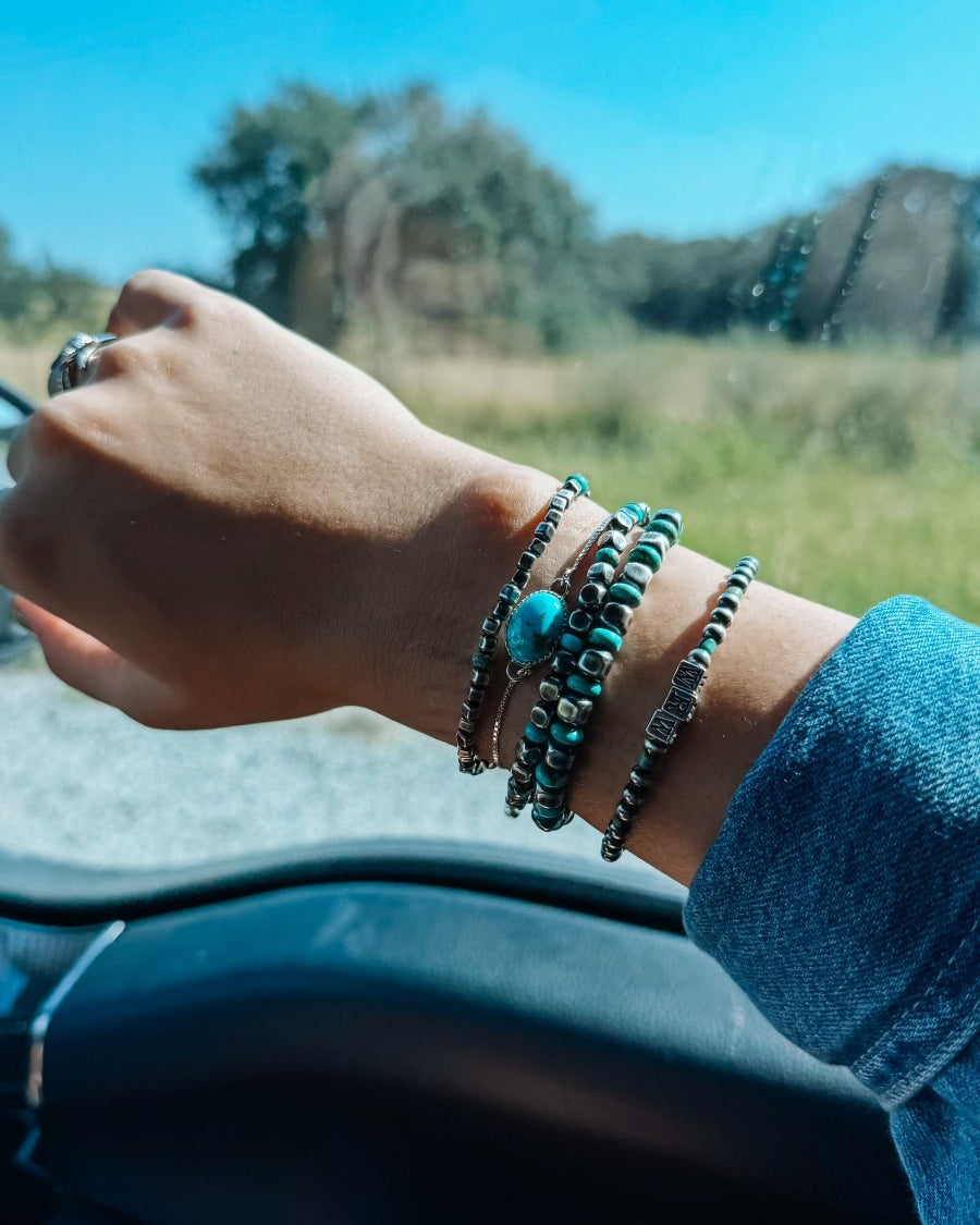 Dayton Sterling Silver With Turquoise Box Pearls - Horseshoe J & Co.
