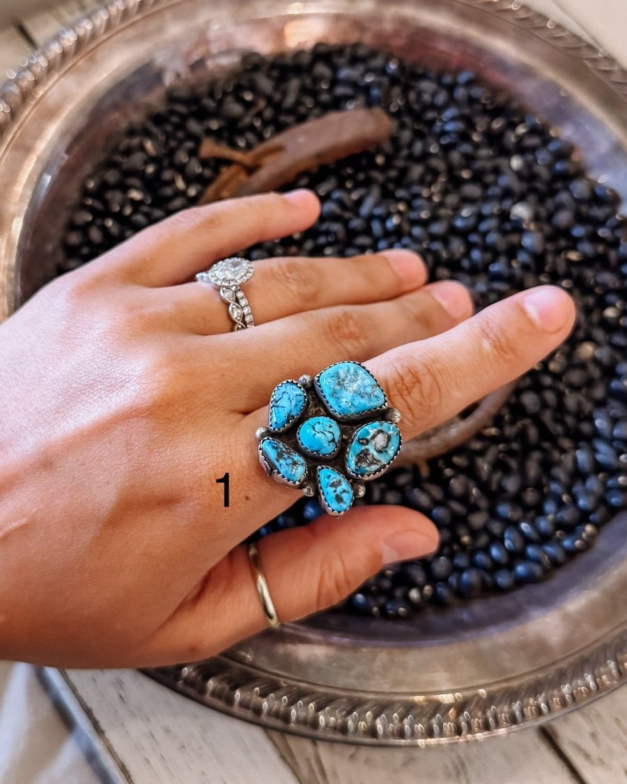 Drifter Adjustable Turquoise Cluster Ring - Horseshoe J & Co.