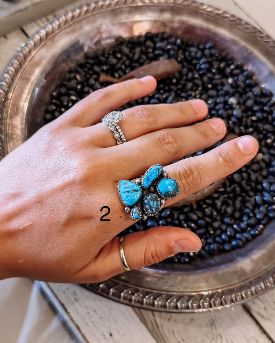 Drifter Adjustable Turquoise Cluster Ring - Horseshoe J & Co.