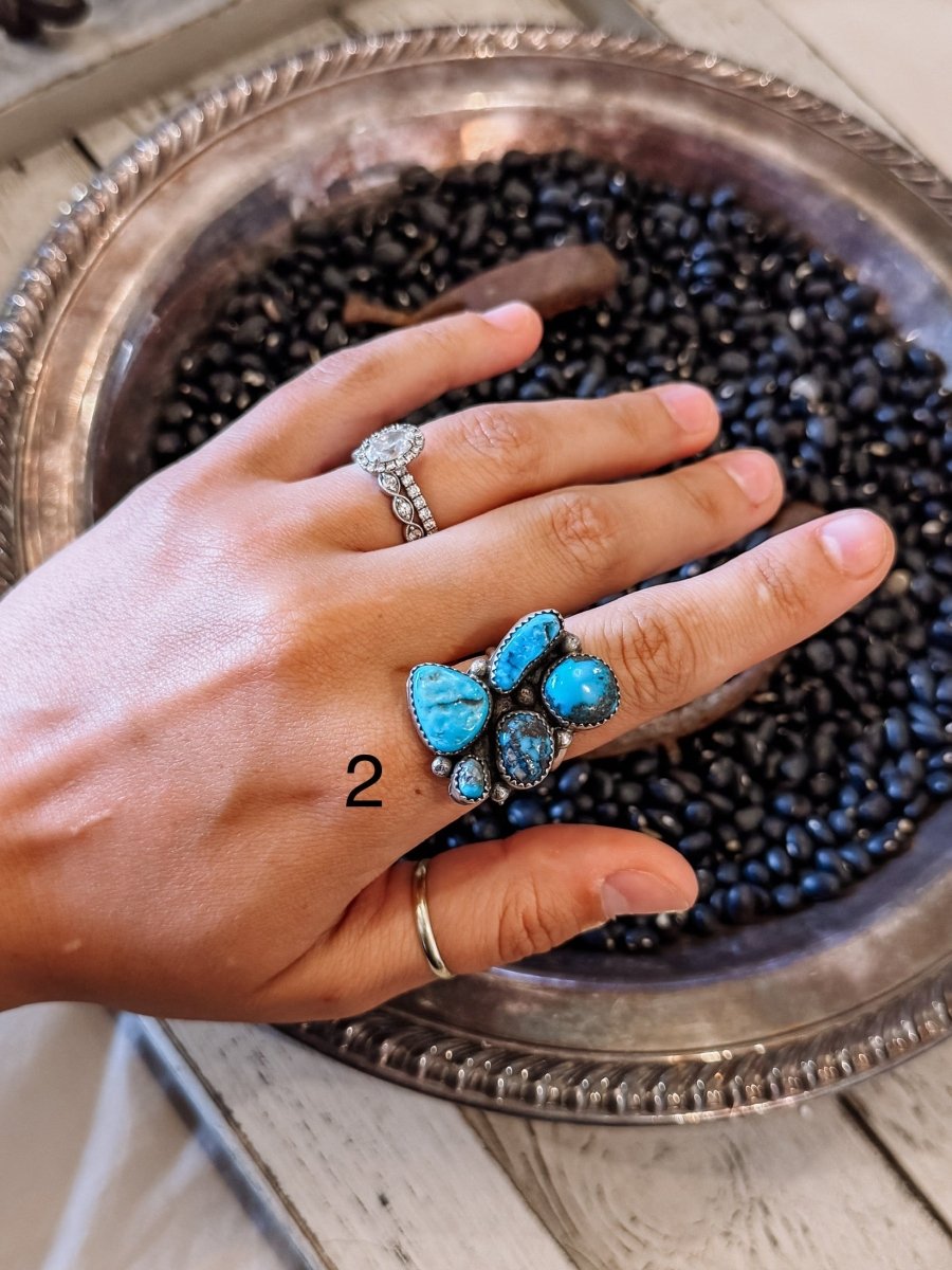 Drifter Adjustable Turquoise Cluster Ring - Horseshoe J & Co.