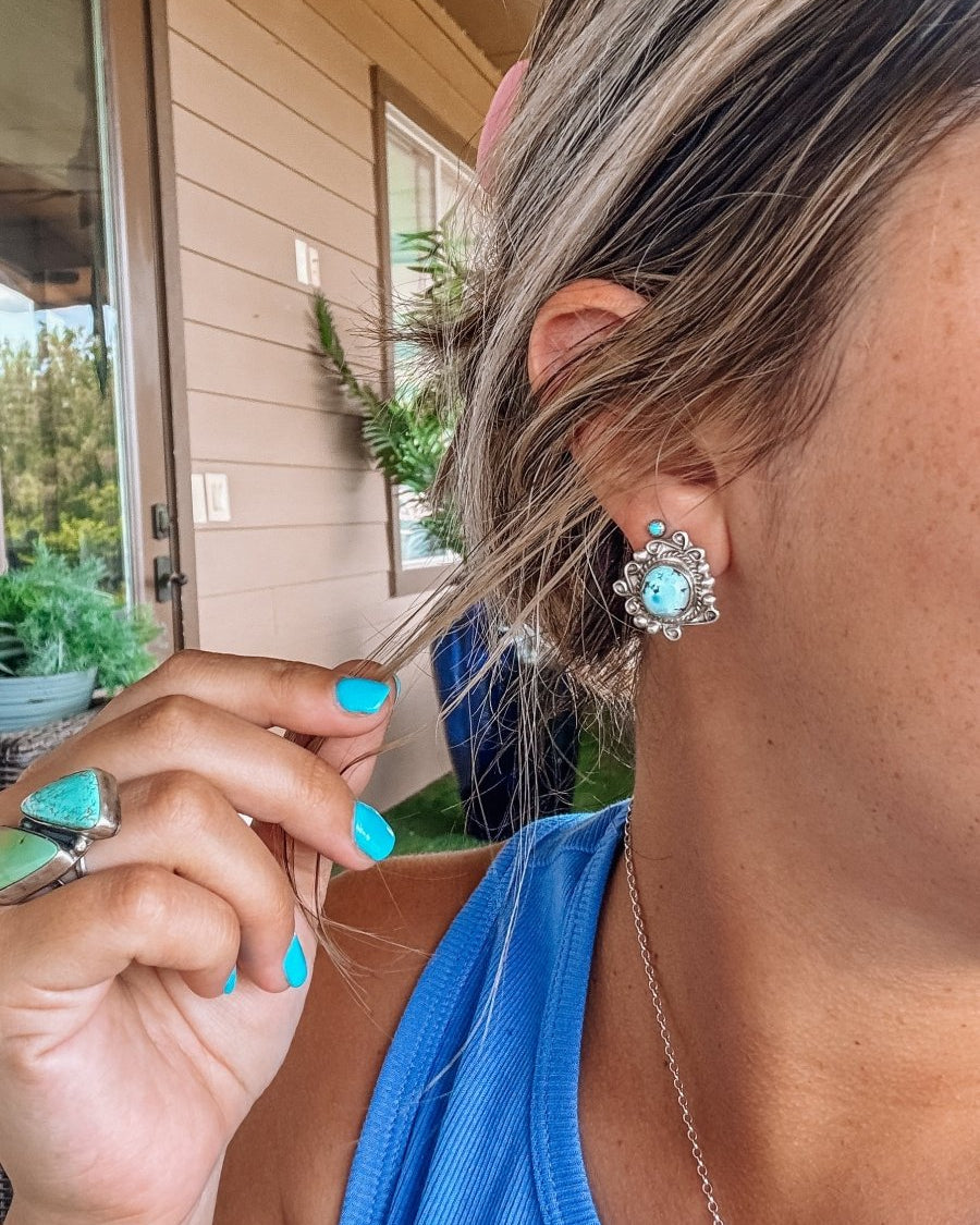 Ector Golden Hills Turquoise Earrings - earrings - Horseshoe J & Co.