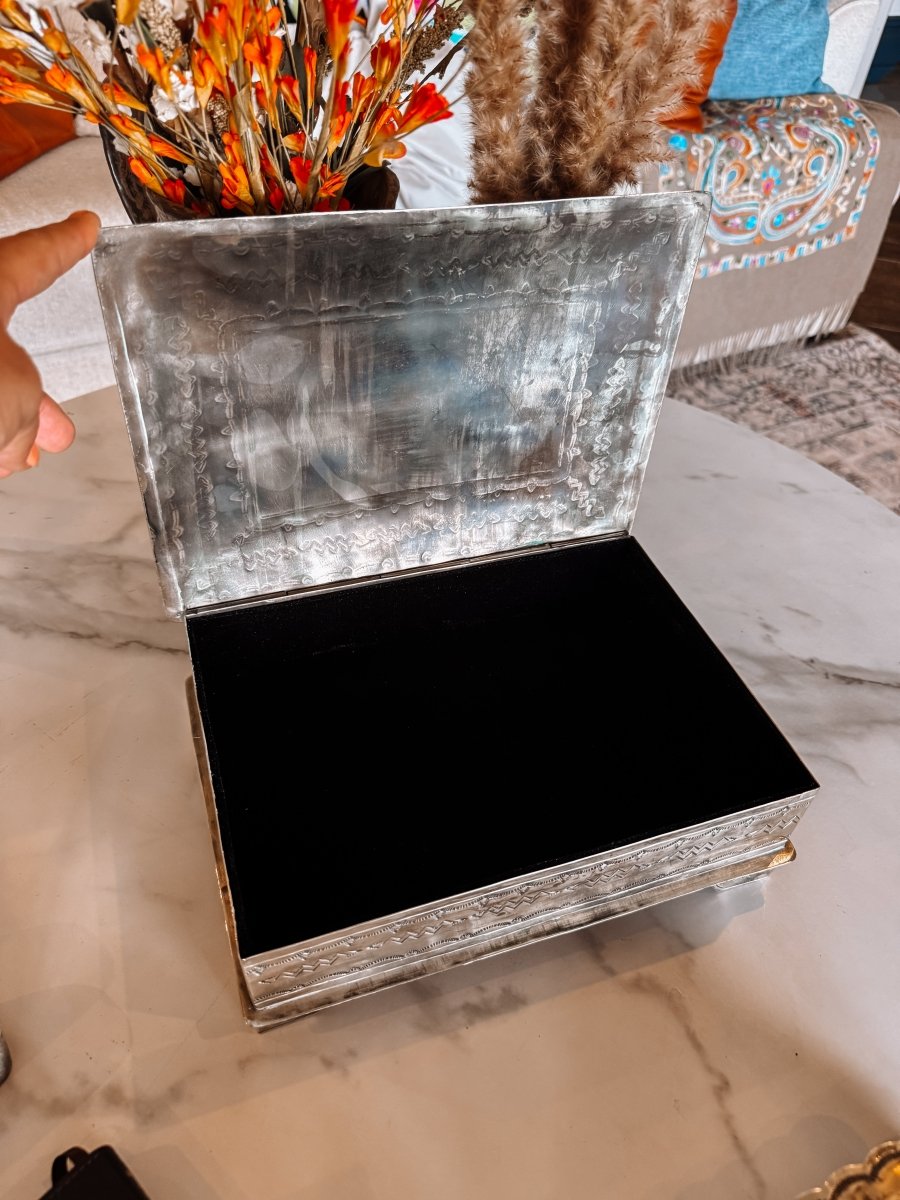 Ellis Stamped Box With Turquoise - Wooten's