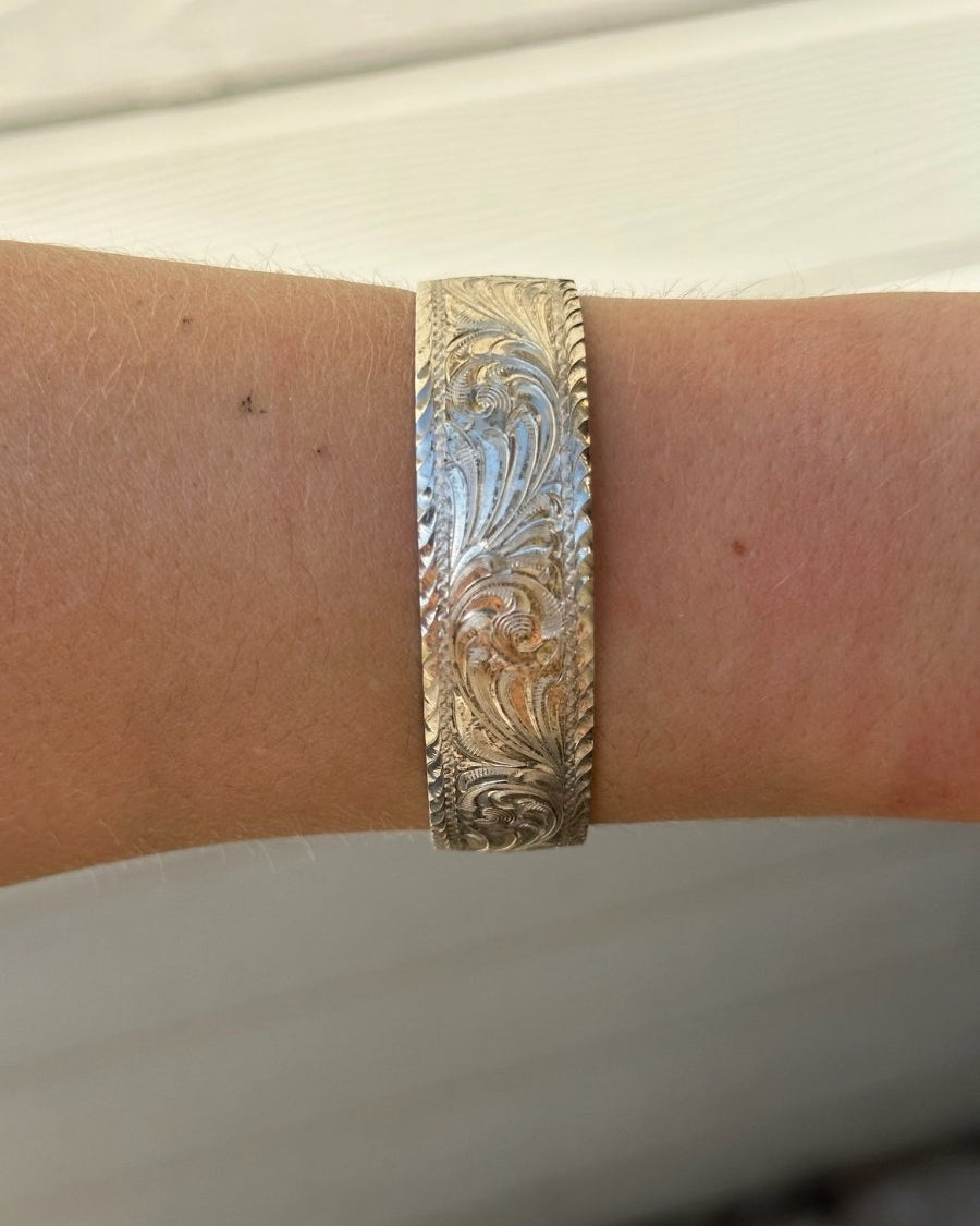 Eloy Western Scroll Silver Cuff Bracelet - Horseshoe J & Co.