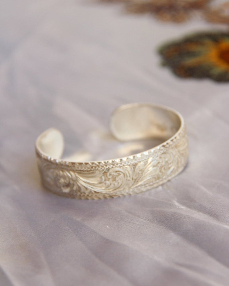 Eloy Western Scroll Silver Cuff Bracelet - Horseshoe J & Co.