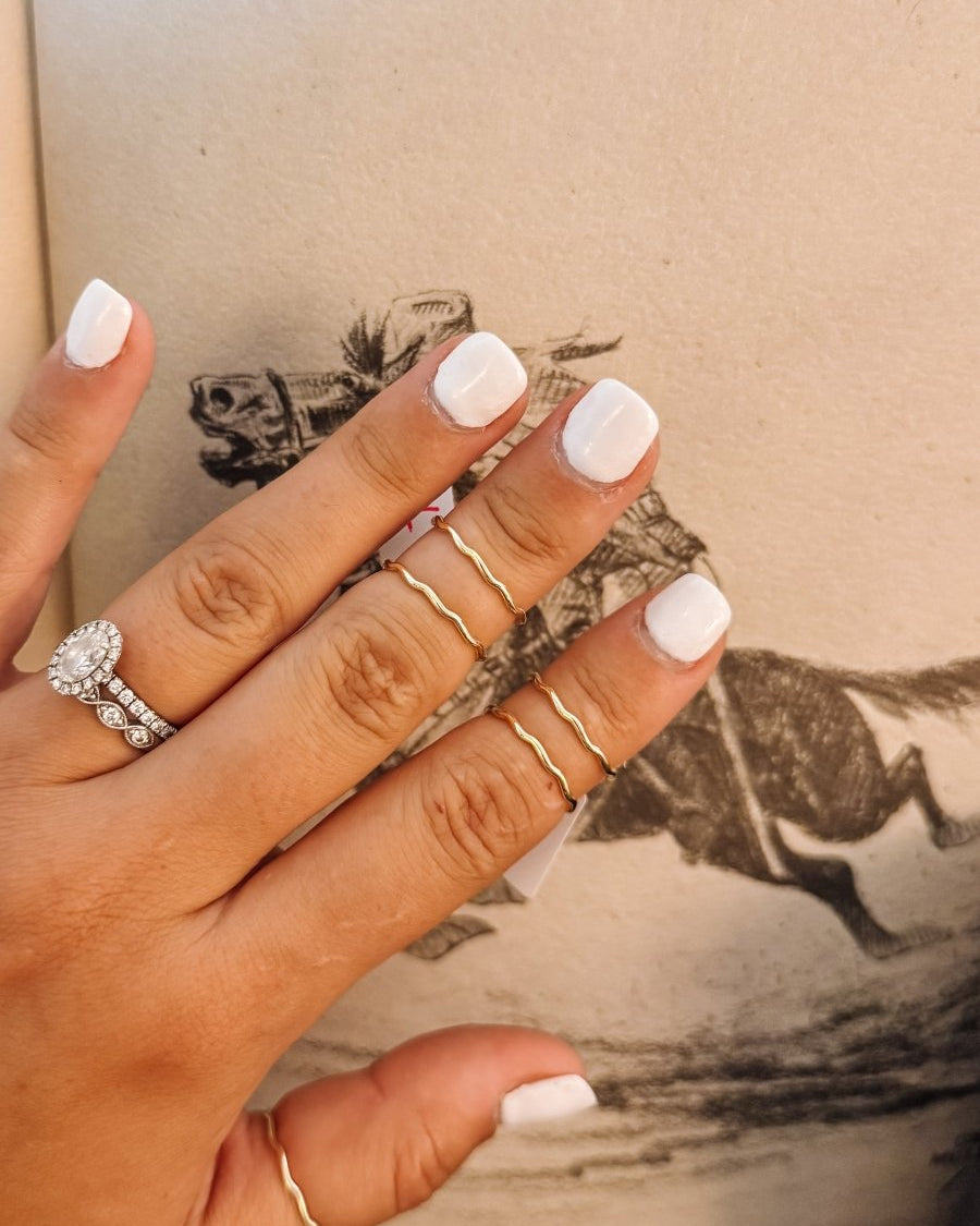 Evant Wavy Stacker Ring - Gold - Horseshoe J & Co.